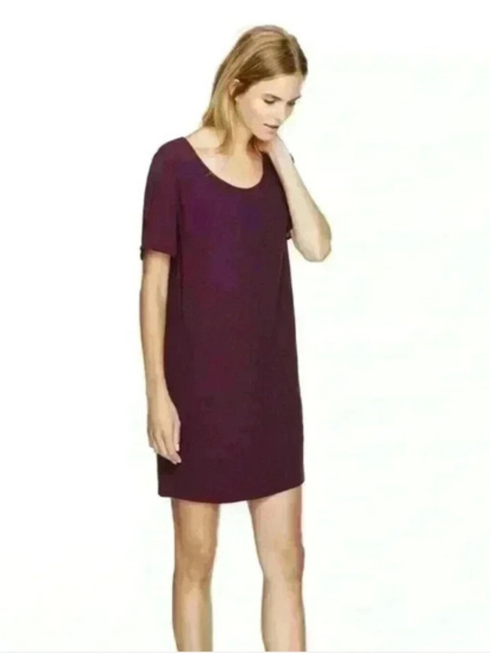 ARITZIA WILFRED FREE Teigan plum sort sleeve Double Lined shift dress